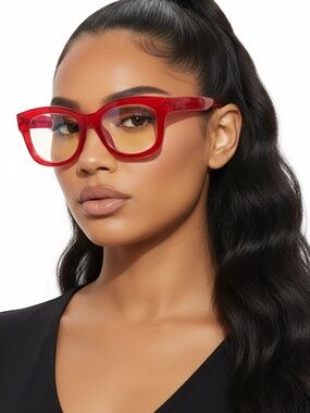 •Screen Queen• Red Blue Light Glasses Women | Bold Square Frame Glasses